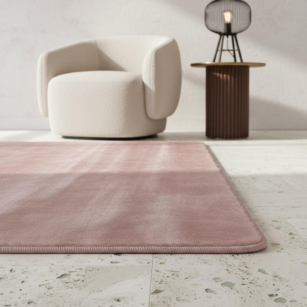 Wohnzimmerteppich Uni Modern Waschbar Strapazierfähig | Rosa 80x150 cm Schlafzimmer Rutschfest Schadstoff | ISAR – Kadima Design