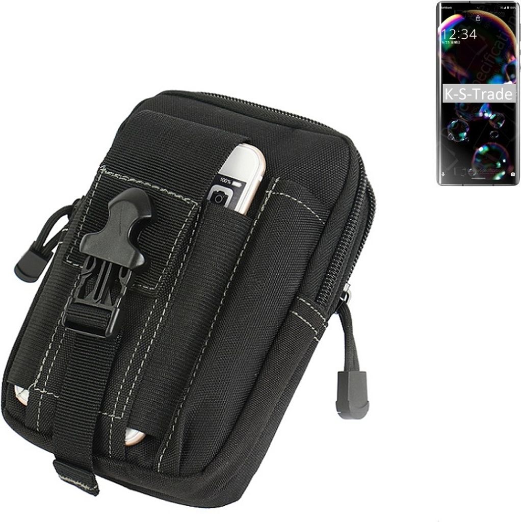 K-S-Trade Gürtel Tasche kompatibel mit Sharp Aquos R6 Gürteltasche Holster Schutz Hülle Handy Hülle Smartphone outdoor Handy-Hülle schwarz