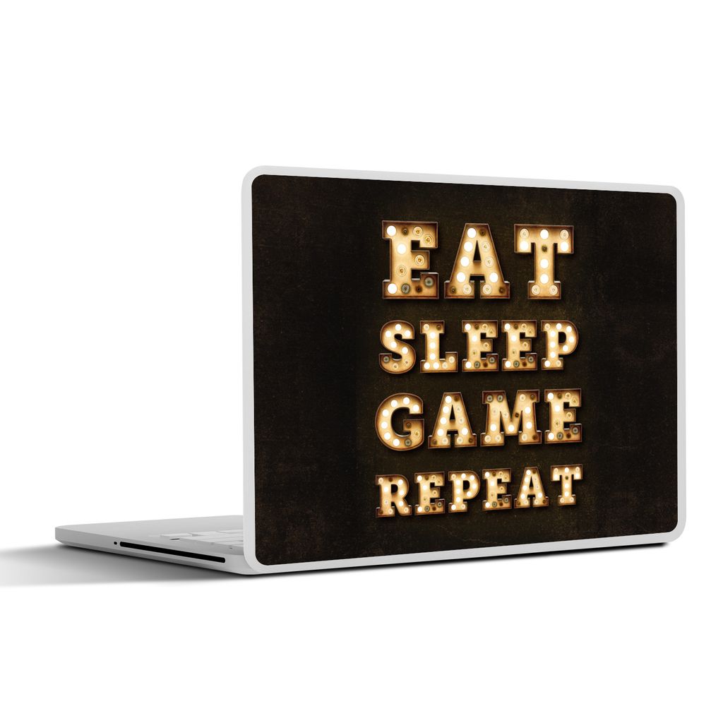 MuchoWow Laptop Aufkleber Sticker Cover Spiele - Spiele - Zitate - Sprichwörter - Eat sleep game repeat 30x22 cm - Laptop-Sticker