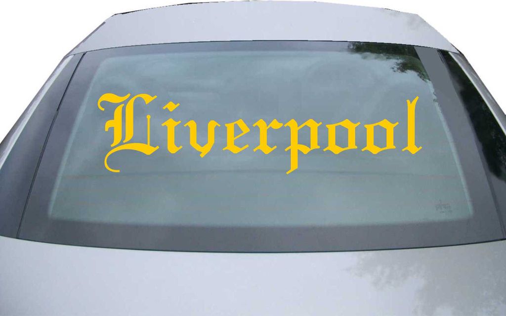 Indigos UG - Aufkleber Heckscheibe & Motorklappe DE6642 - gold - 600x150 mm - Liverpool - Auto Scheiben Fenster Heckklappe Tuning Racing JDM - Die cut