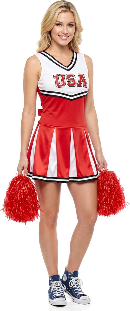Cheerleaderin Damenkostüm Sportlerin weiss-rot-schwarz - M