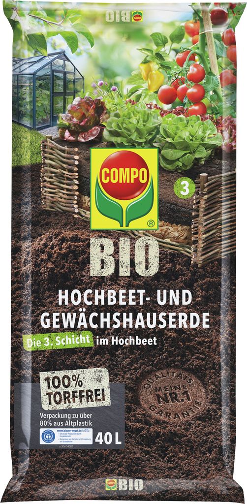 COMPOHochbeet und Gewächshauserde torffrei - 40 Liter Produktbild 