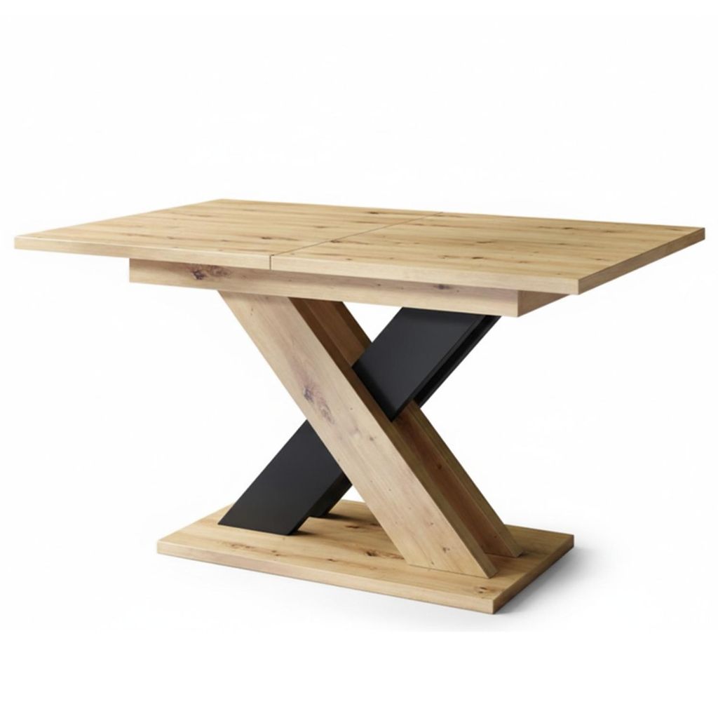 Ausziehbarer Tisch für Esszimmer ZIX 140/180 x 90 cm, Eiche Artisan Schwarz