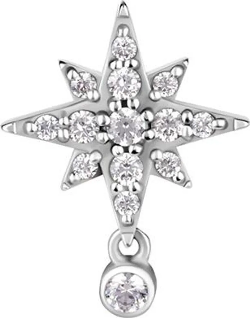 Fermoir Push-In Étoile Argent pour Piercing Oreille et Nez avec Zircone