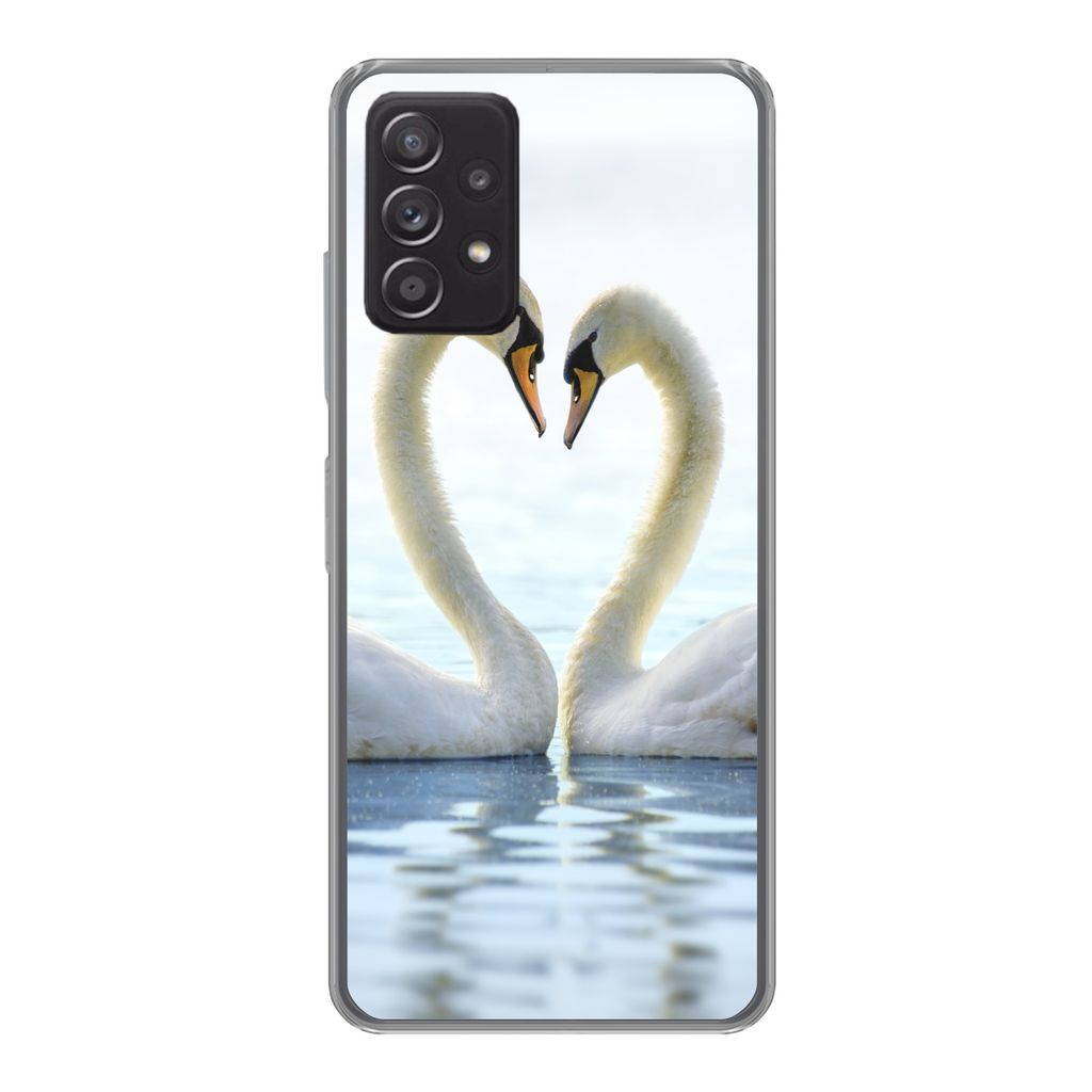 MuchoWow Handyhülle Schutzhülle Hülle für Samsung Galaxy A53 5G Schwäne - Herz - Ehepaar Silikon Softcase Handy Hülle - Schutzabdeckung