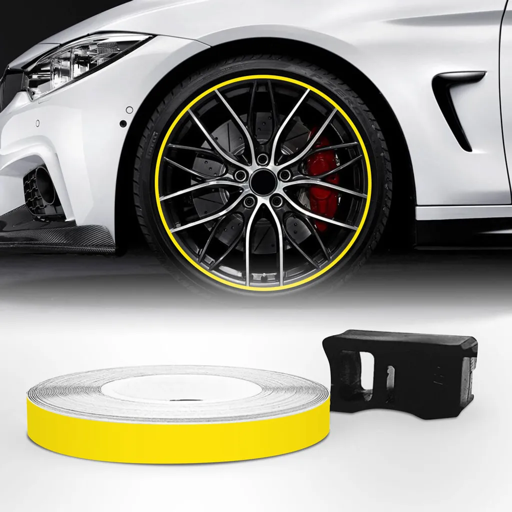 Adesivi Riflettenti Cerchi Moto Giallo Fluo 7mm x 6mt + Applicatore Easy