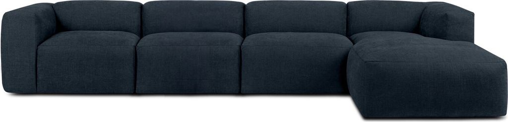 KONSIMO Ecksofa Rechts 6-Sitzer mit extrem weicher Sitzfläche "BUFFO", dunkelblau, Gewebestoff, Boho ,377x73x172/96 cm