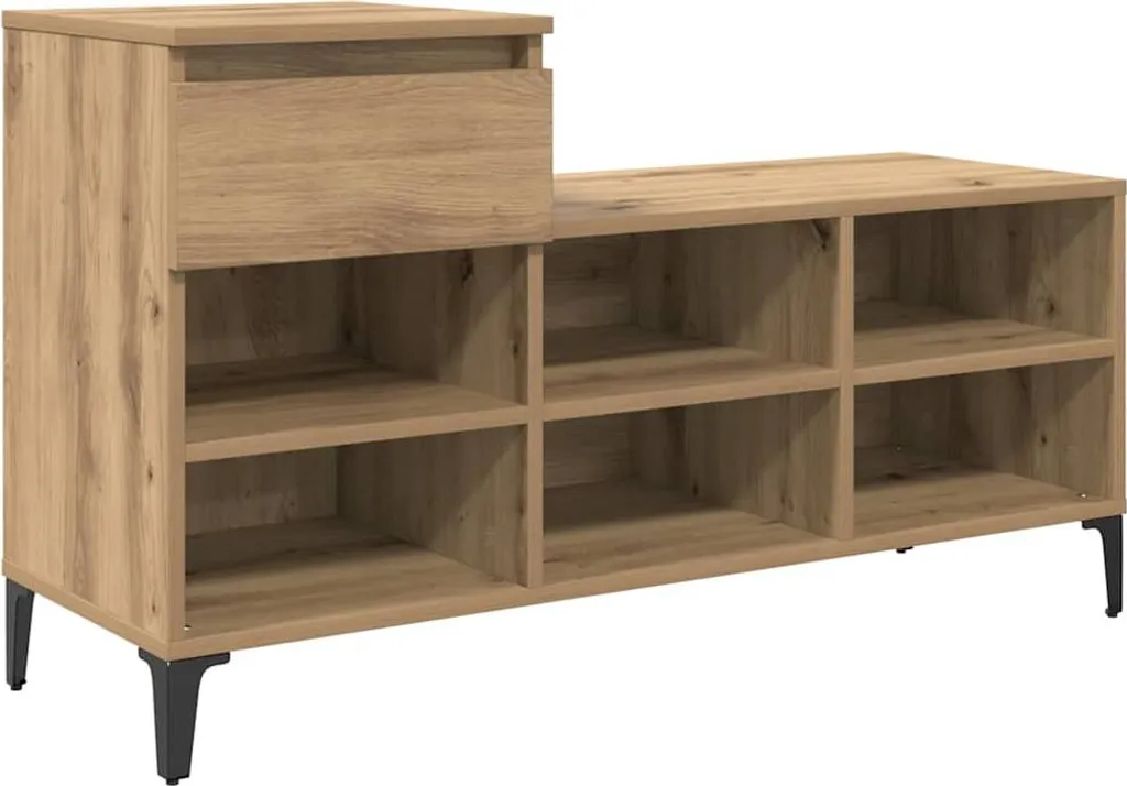 Scarpiera Rustica Rovere 102x36x60 - Legno Artigianale da Ingresso