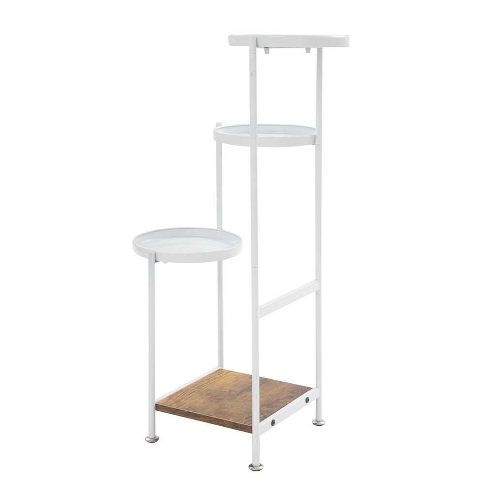 Blumenständer Weiß 4stufiger Metall Pflanzenständer Pflanzenregal für Balkon, Terrasse, Büro, Restaurant