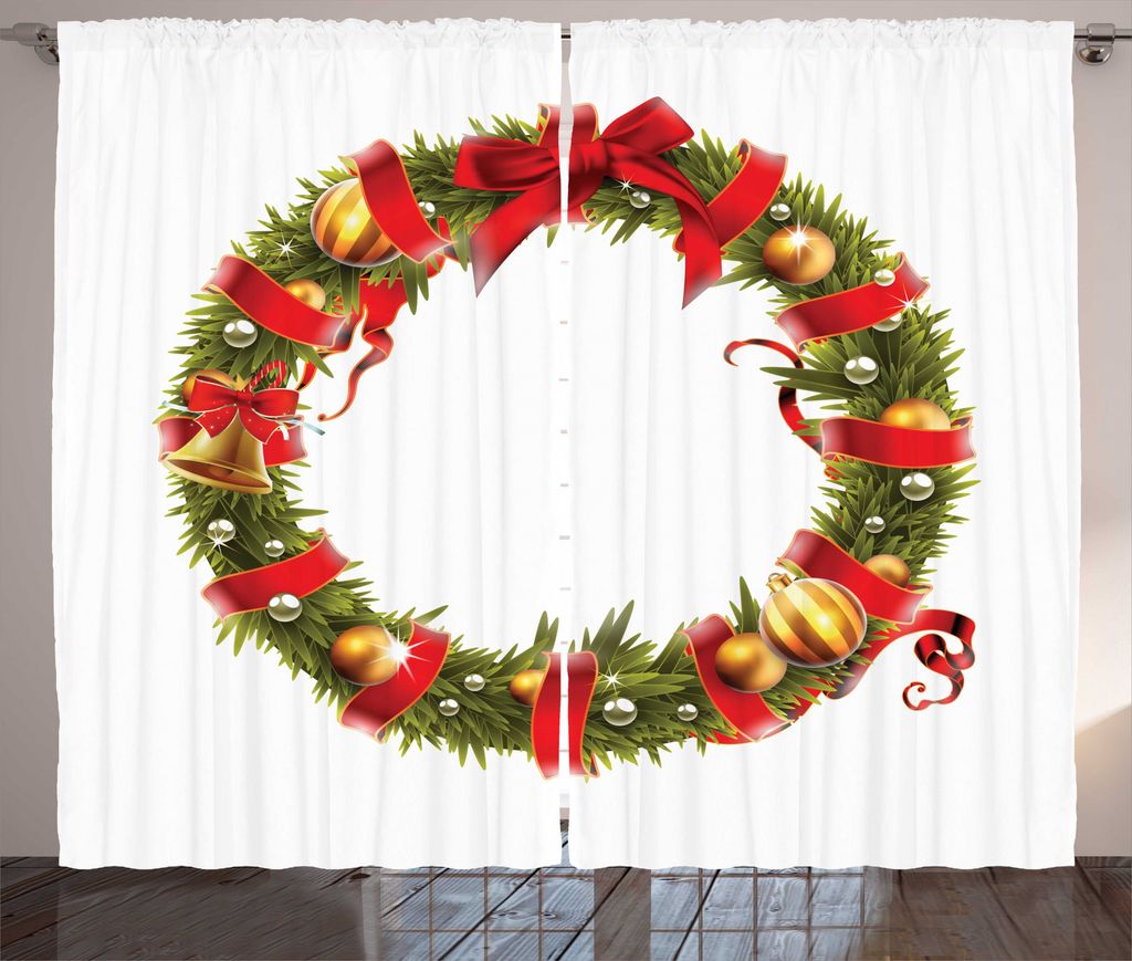 ABAKUHAUS Weihnachtsalphabet Rustikaler Gardine, O Brief Symbol, Wohnzimmer Universalband Gardinen mit Schlaufen und Haken, 280 x 225 cm, Perle und...