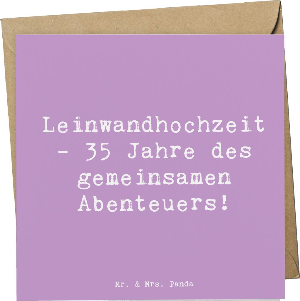 Mr. & Mrs. Panda Grußkarte Spruch 35. Hochzeitstag Leinwandhochzeit - Lavendeltraum - Geschenk, Ehe, Geschenke, Klappkarte, Heirat, Glückwunschka...