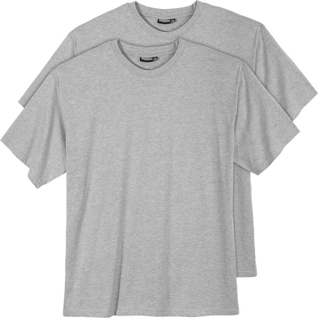 2er Pack T-Shirt hellgrau melange Übergröße Adamo