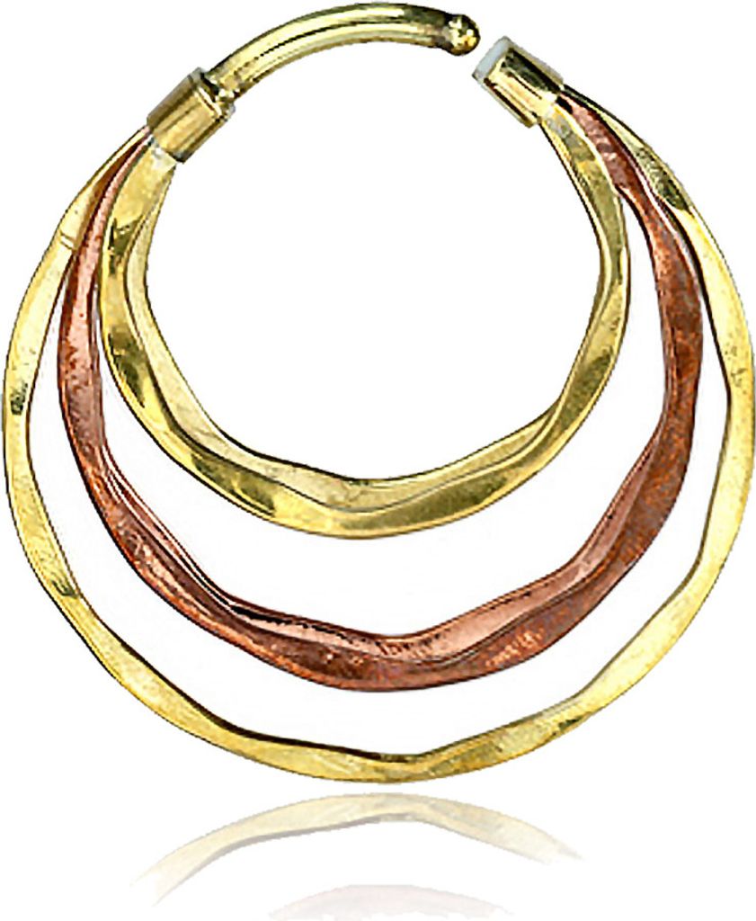 viva-adorno 1 Stück 3mm Expander Creole Ohrring Tunnel Ohr Gewicht Piercing Messing Bronze gold bicolor CE18