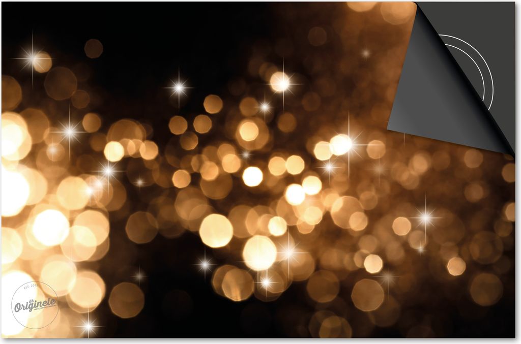 Induktionsschutz 60x60 - abdeckplatte Induktion matt- Dietrix Kochfeldschutz- Base - Weihnacht- Schimmerndes Gold auf Schwarz