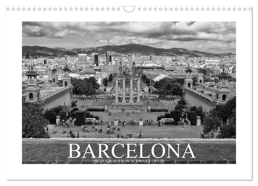 Barcelona Photografien in Schwarz / Weiß (Wandkalender 2027 DIN A3 quer), CALVENDO Monatskalender