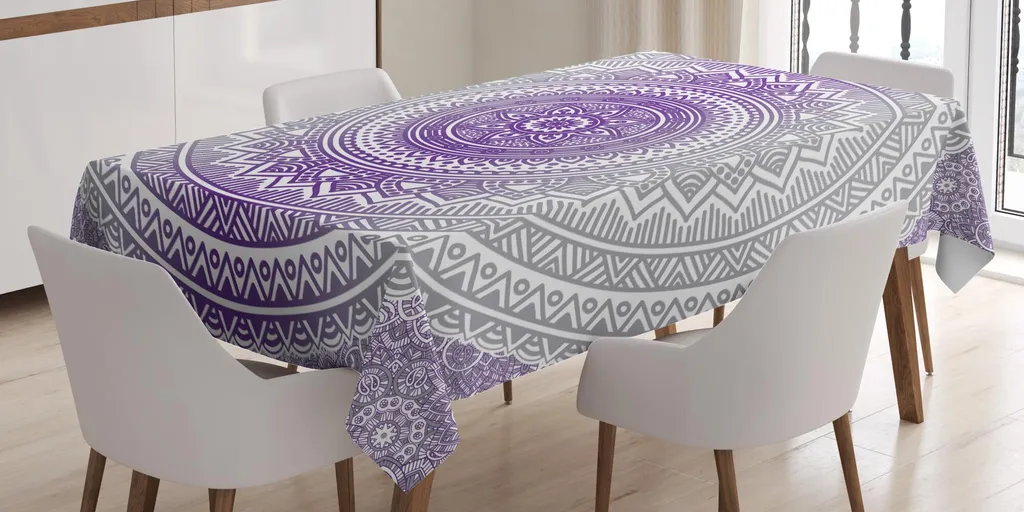 Tovaglia Elegante Boho Mandala Viola - ABAKUHAUS 140x170 Impermeabile