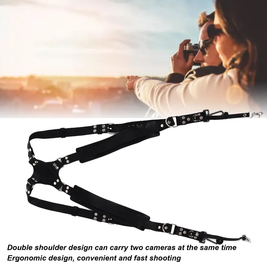 Doppia Tracolla Reflex Pelle Nera | Imbracatura Professionale Matrimoni - 2