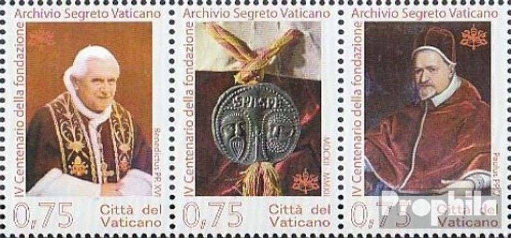 Briefmarken Vatikanstadt 2012 Mi 1745-1747 Dreierstreifen (kompl.Ausg.) gestempelt Vatikanisches Geheimarchiv