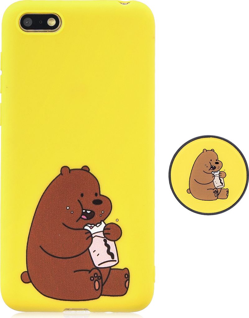 Für HUAWEI Y5 2018 Pure Color Phone Cover Cute Cartoon Case Lightweight Soft TPU Full mit passenden Muster einstellbare Halterung 8