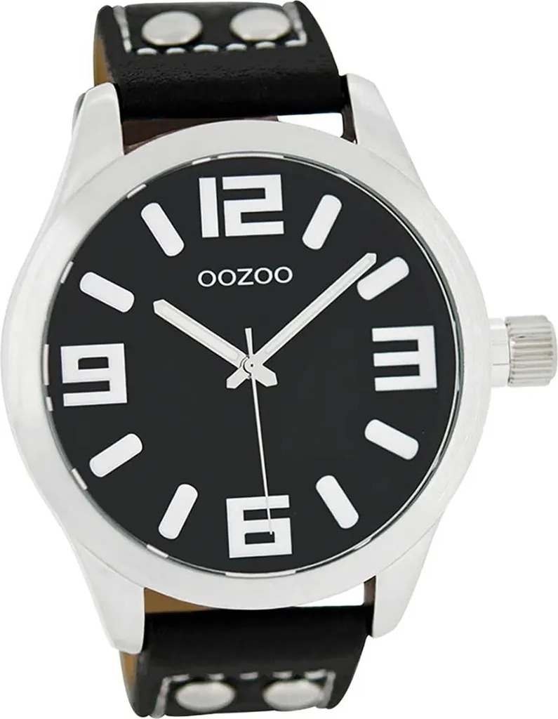 Montre Oozoo C1054 Noire Design Minimaliste et Bracelet Cuir Véritable