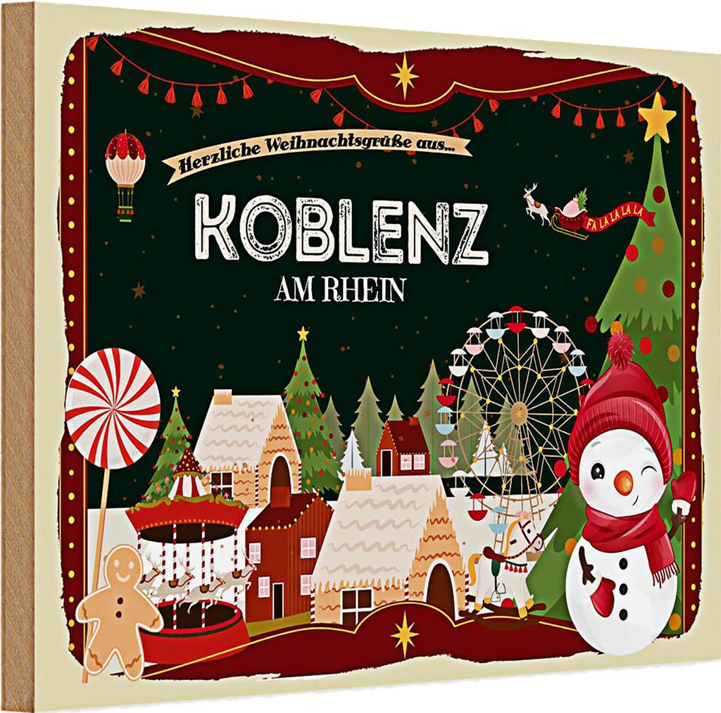 Holzschild Weihnachten Grüße KOBLENZ AM RHEIN 30x20cm