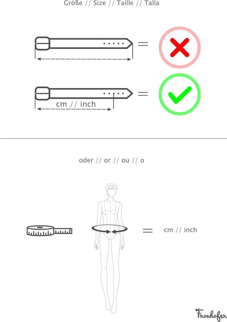 FRONHOFER Wechselgürtel 4 cm Druckknopf Gürtel ohne Schnalle, Büffelleder zirka 3,5mm dick