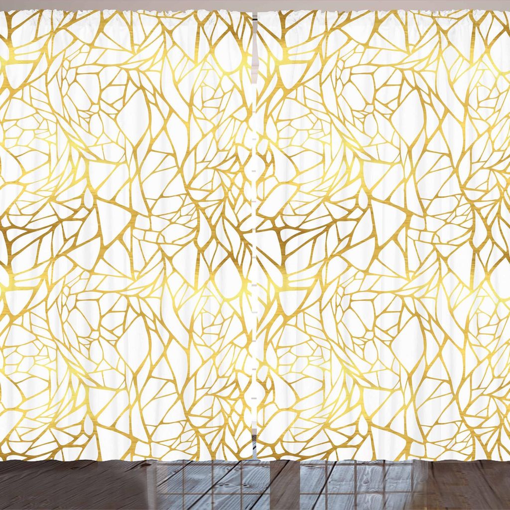 ARANDE zeitgenössisch Gardine, Abstrakte Verzierung exotischer Tiermuster-Art-weiblicher Zauber-Druck, 280 x 175 cm, Gelb und Weiß