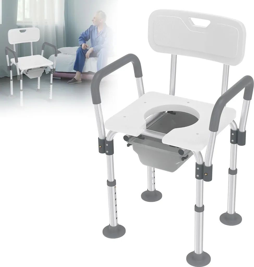Chaise de Nuit Confortable pour Personnes Âgées et Personnes à Mobilité