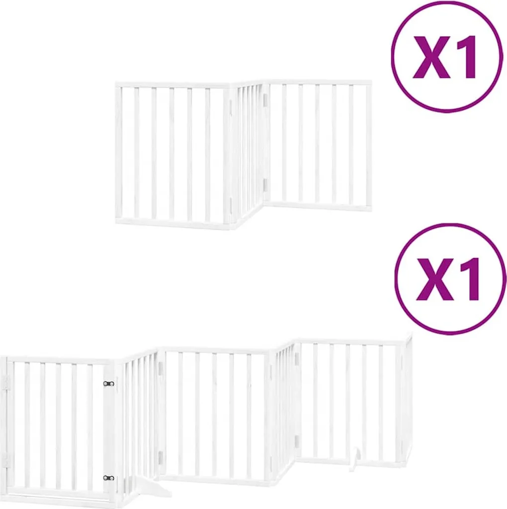 vidaXL Cancelletto per cani 9 pezzi con porta Pieghevole Bianco 450 cm Legno di pioppo