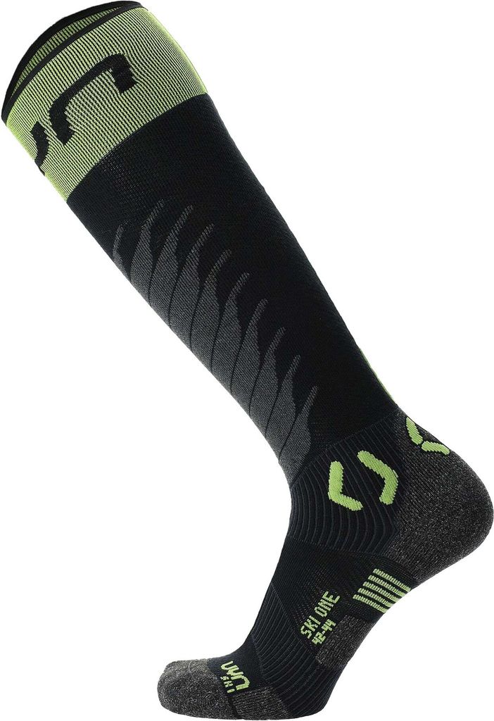 UYN Herren Ski Socken - One Merino Socks, Wolle, Logo Grau/Grün 35-38