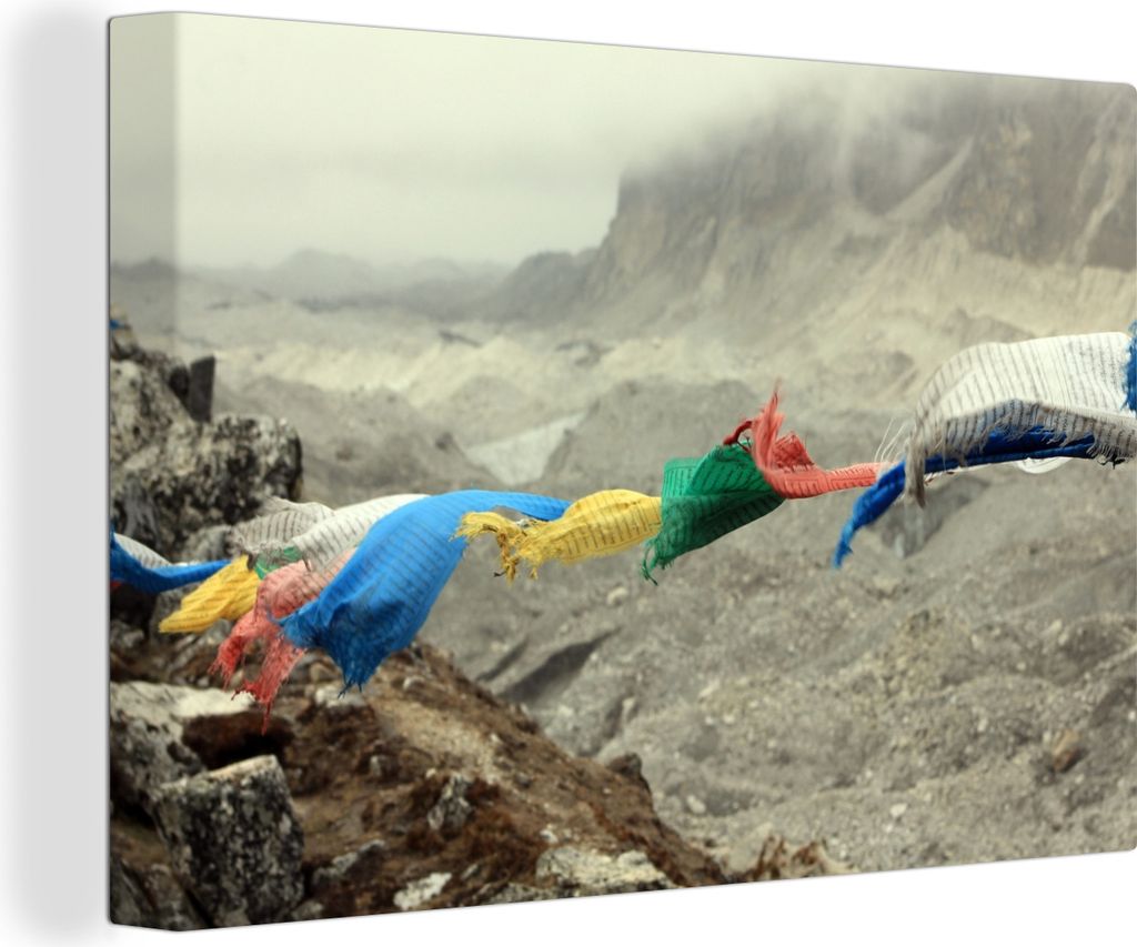 OneMillionCanvasses - Leinwandbilder - 140x90 cm, Gebetsfahnen im Vajrayana, Wandbilder Kunstdruck Wanddekoration