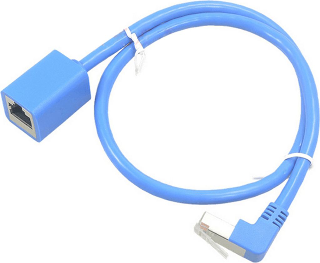 F24 RJ45 Netzwerk Verlängerungskabel – 90° Abgewinkelter Stecker nach unten, RJ45 Buchse, Ethernet Adapter