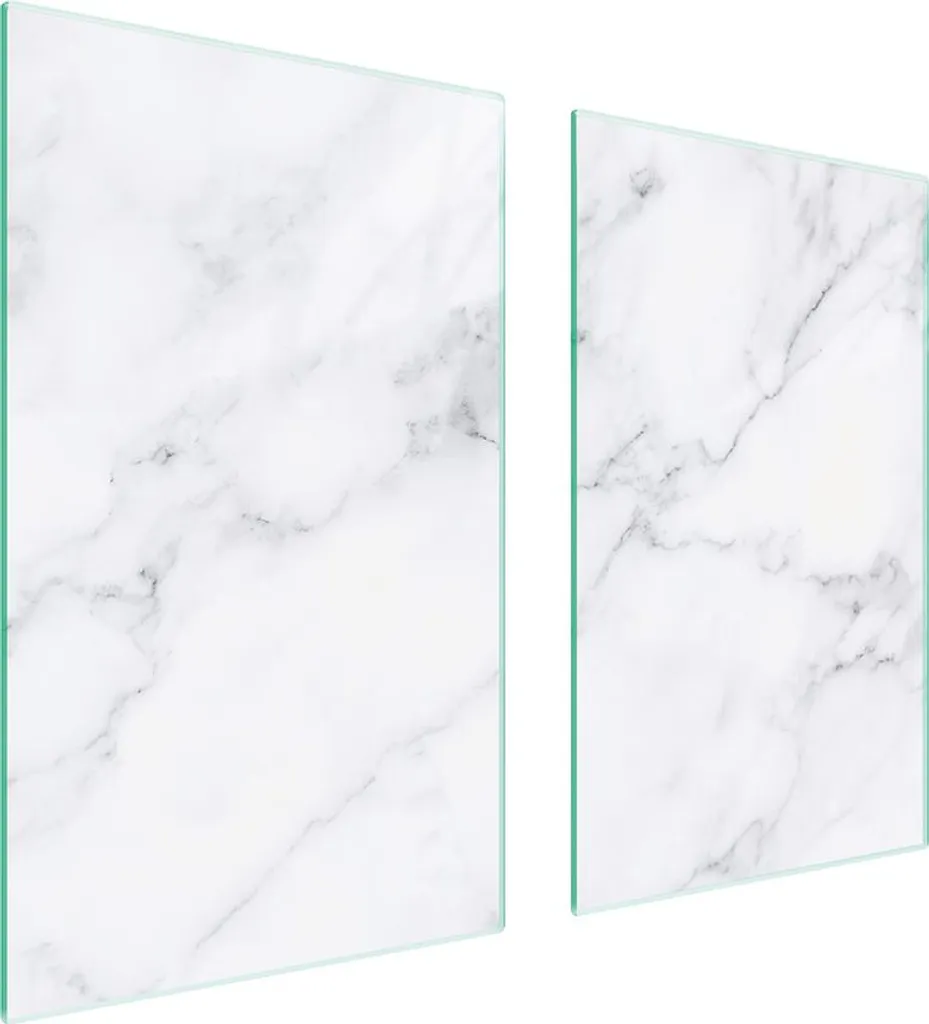 Copri Fornelli Vetro 75x52 Marmo Bianco | Tagliere e Protezione