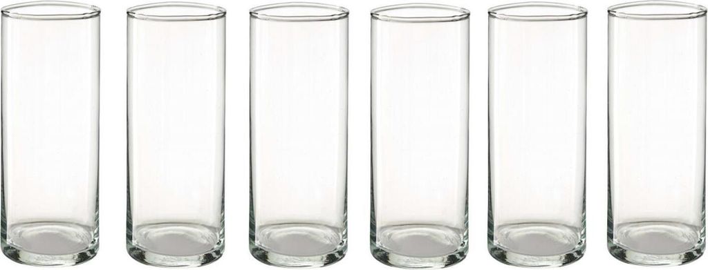 6er Set Dekogläser Vasen ZYLINDER H. 30cm D. 10cm Glas klar Produktbild 