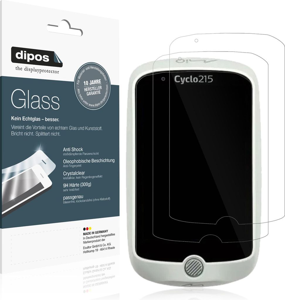 2x Schutzfolie für Mio Cyclo 215 HC - Anti-Shock 9H Folie dipos Glass Kunststoffglas