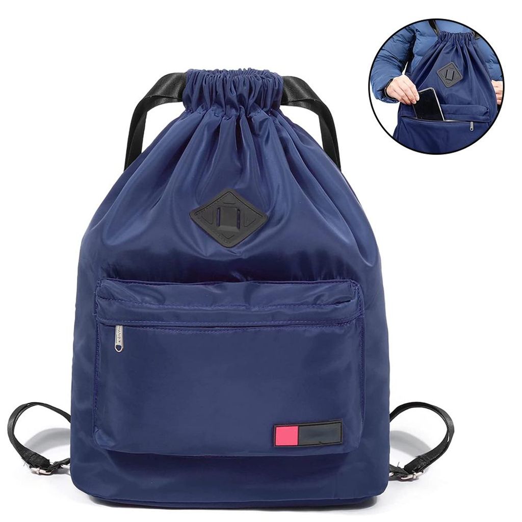 Rucksack mit Kordelzug und Schuhfach, wasserabweisendes Nylon, ideal für Fitnessstudio, Shopping, Sport und Yoga