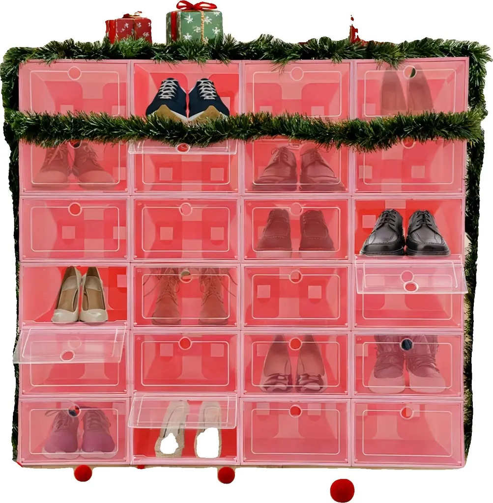 Organisateur de rangement chaussures empilable avec couvercle transparent