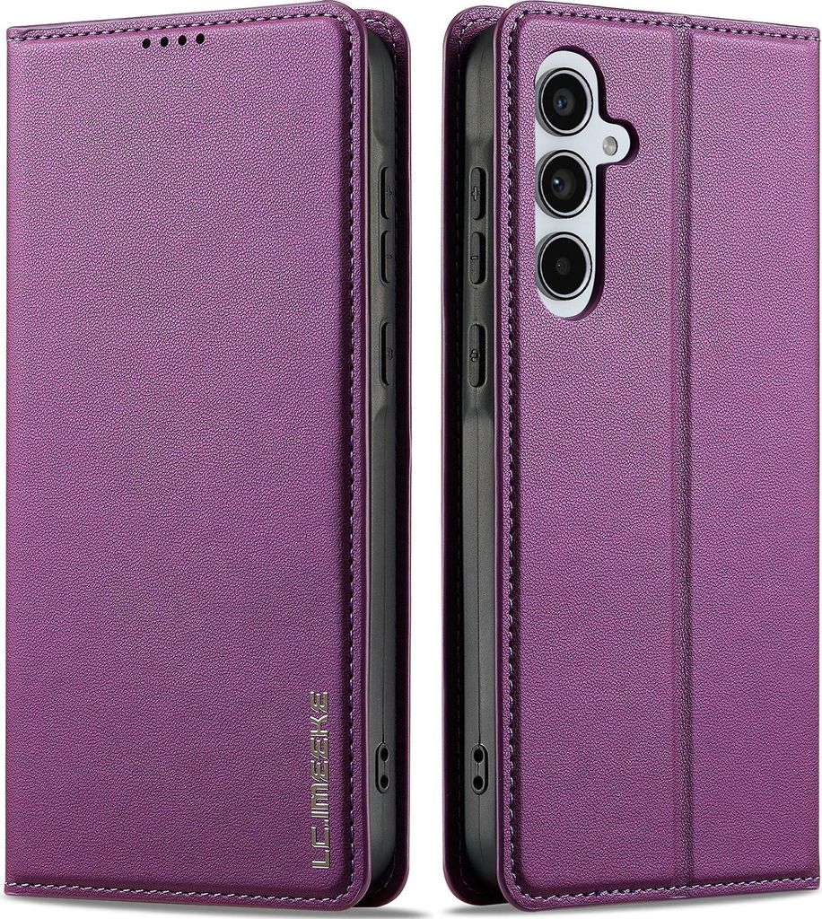Handyhülle für Samsung Galaxy A26 / A17 5G/4G, Magnetische Flip Leder Hülle mit Kartenfach und Standfunktion Lila