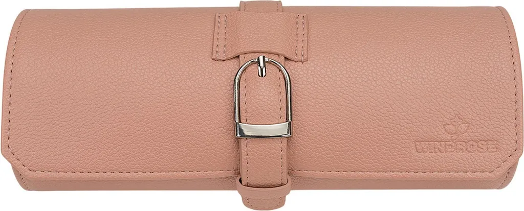 Boîte à bijoux WINDROSE Watch Roll avec intérieur doux rose saumoné