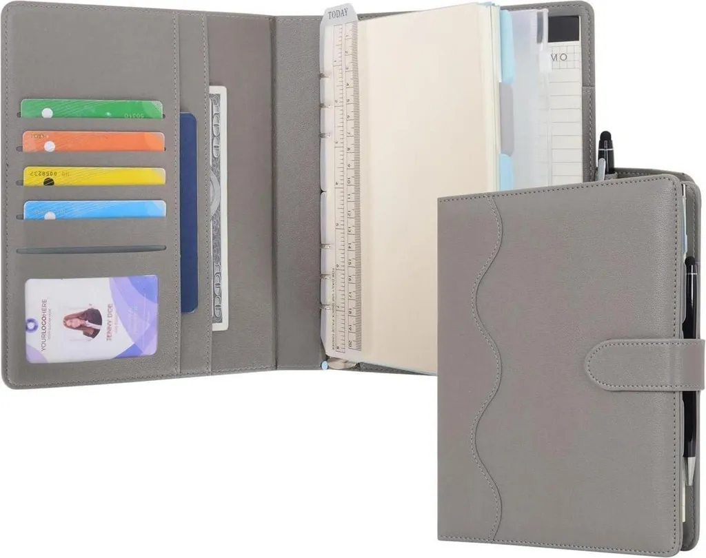 Organiseur A5 Gris avec Carnet de Notes Rechargeable en Simili Cuir