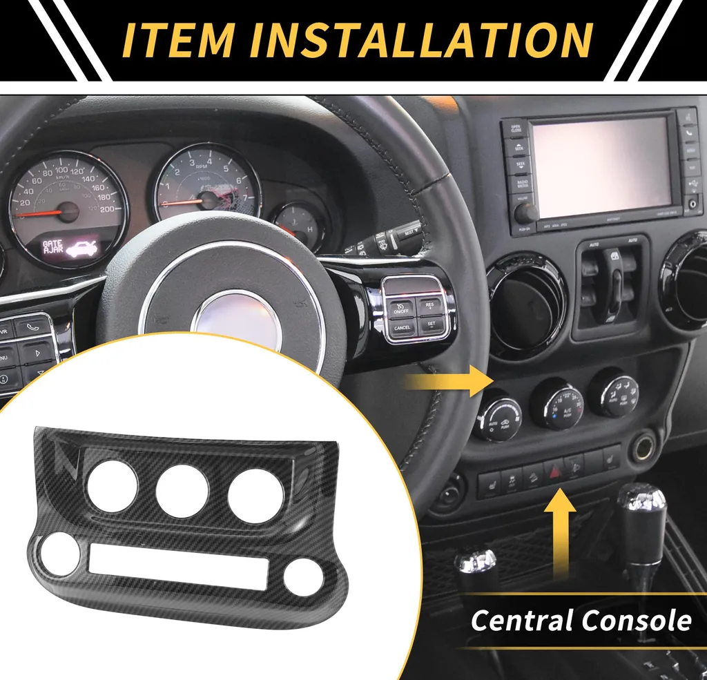 Couvercle Panneau Climatisation Jeep Wrangler JK Look Carbone Sportif
