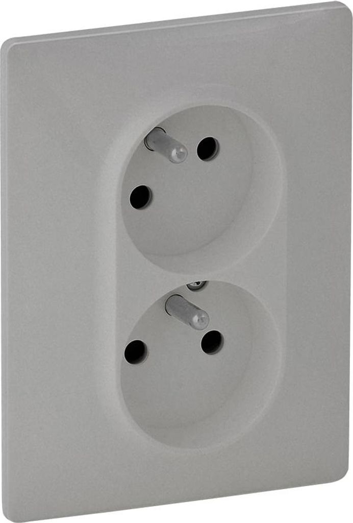 Legrand VALENA LIFE 2X2P+T prise aluminium avec protection Image du produit 