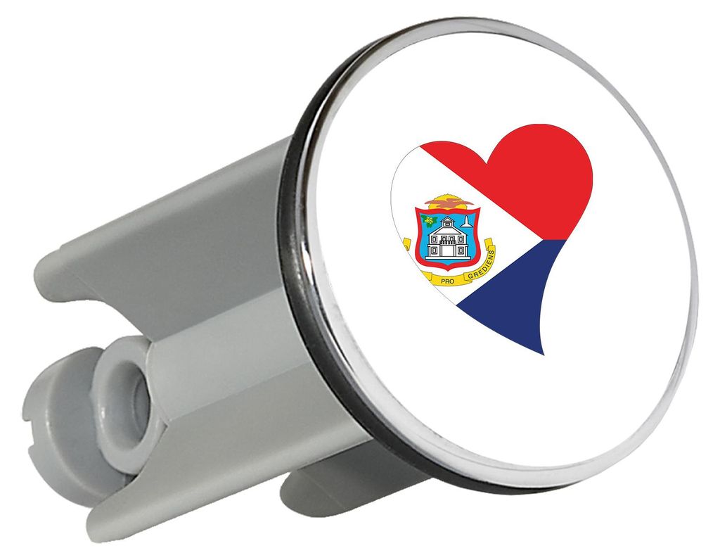 Huuraa Waschbeckenstöpsel Sint Maarten Flagge Herz 4cm höhenverstellbar Abflussstopfen Geschenkidee