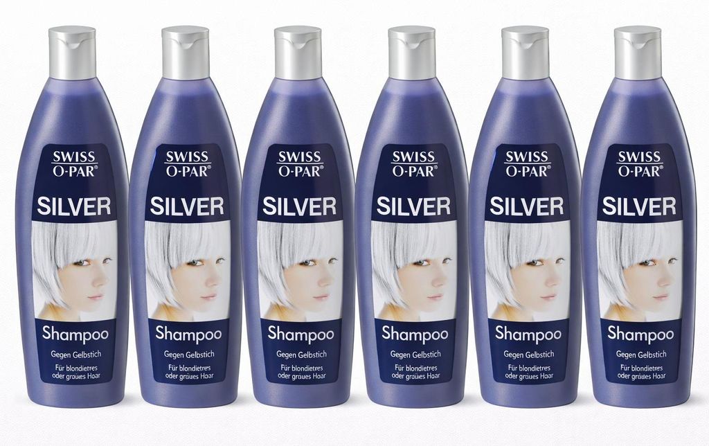 Swiss-O-Par SILVER Shampoo Anti-Gelbstich Intensive Pflege für blondiertes & graues Haar 250ml 6 er Pack
