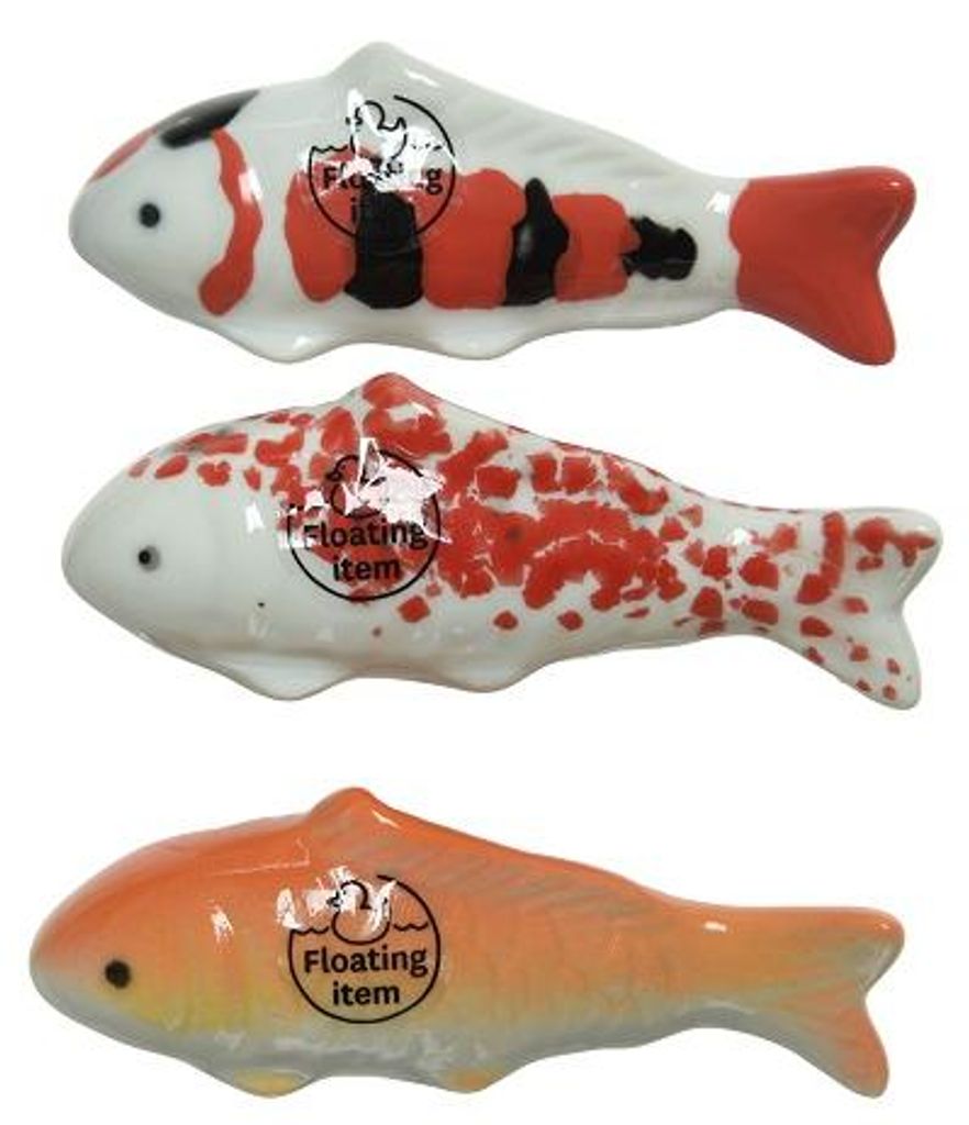 Fisch Deko Schwimmfisch Porzellan Teichdeko  L ca 11 cm Produktbild 