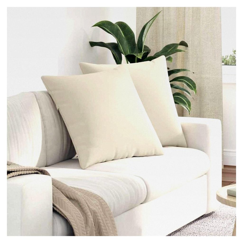 Sofakissen 2 Stück Beige 60 x 60 cm Stoff für Wohnzimmer, Sofa, Schlafzimmer