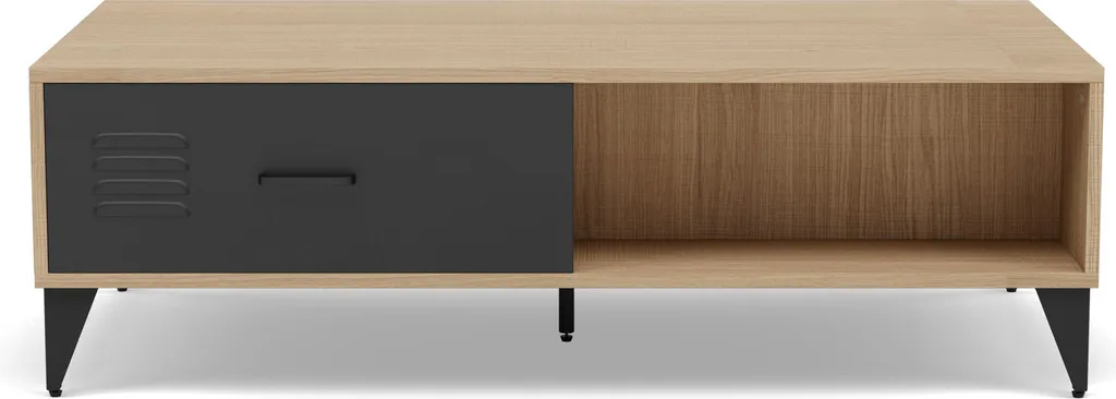 Table basse Tribeca Best Mobilier bois et métal noir 110 cm à tiroir