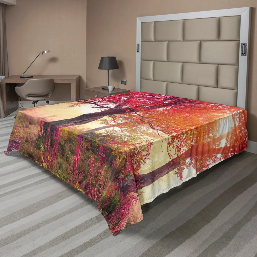 Drap de lit forêt magique pour décoration de chambre romantique rouge