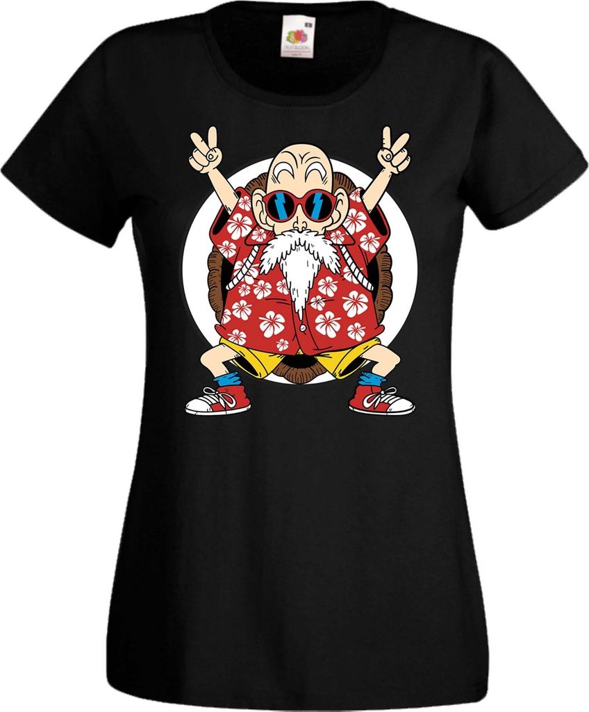 Damen T-Shirt Anime Manga Dragon Anime Manga Ball Z Master Roshi 02 Dbz Sensei, Lady XL / Schwarz