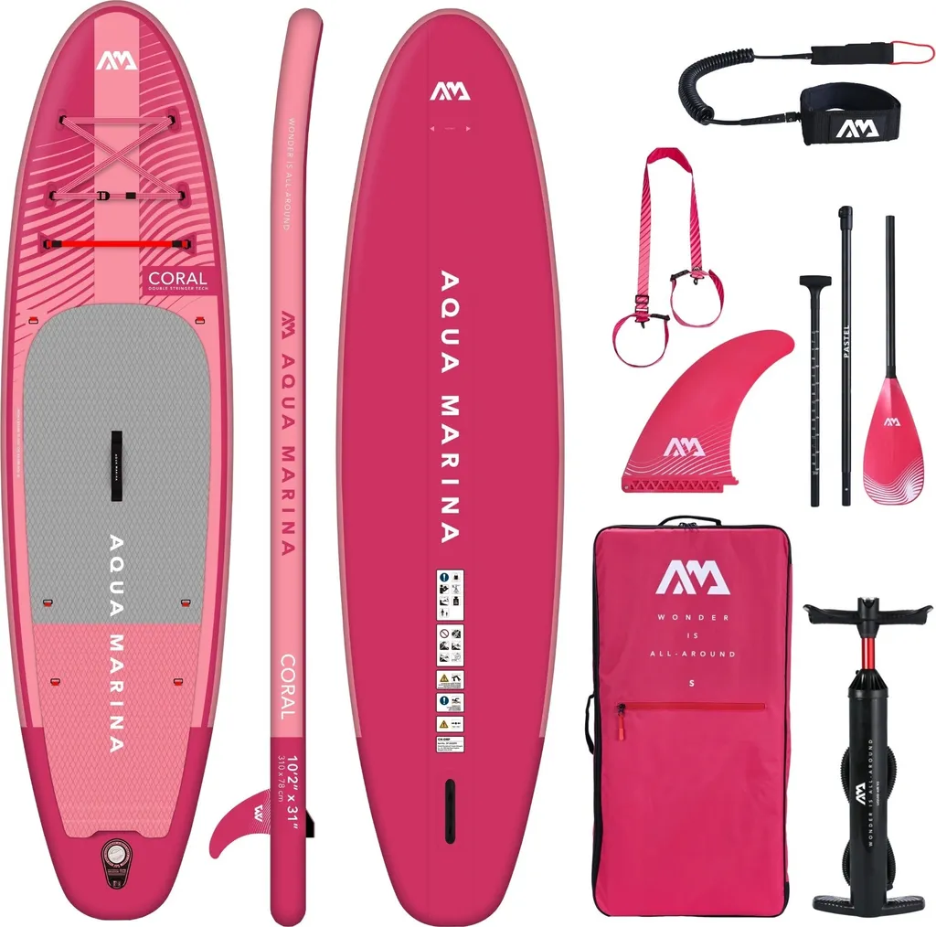 Aqua Marina Paddle Gonflable Coral 310x78cm - Stand Up Paddle Rose